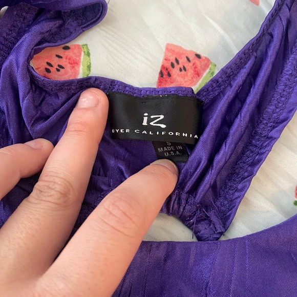 ⭐ 3/$15 Vintage Y2K Iz Byer Small Purple Crinkle O Ring Racerback Tank Top - Picture 7 of 9